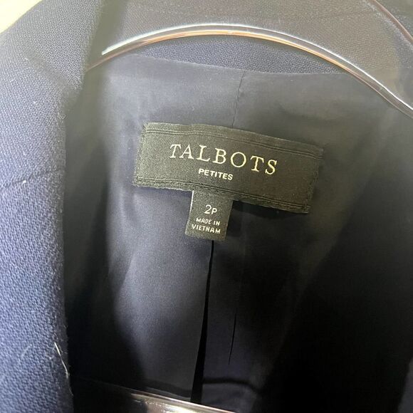 Talbots Petites Navy Blue Gold Button Blazer Jacket Size 2P - Picture 5 of 7